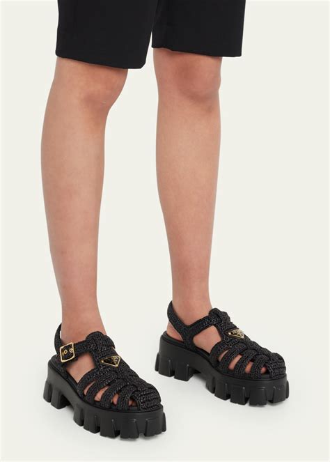 prada raffia fisherman sandals